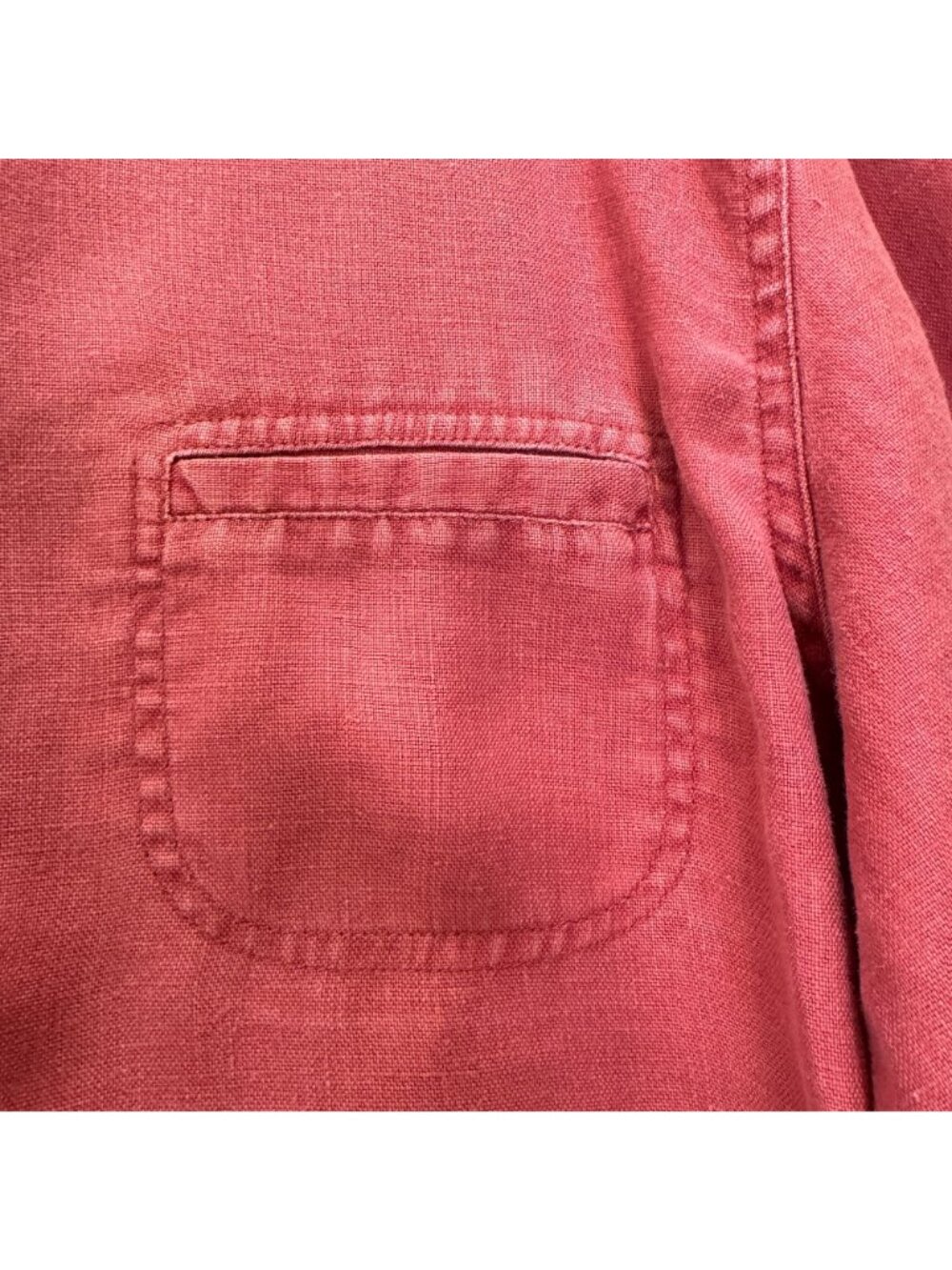 Vintage J. Jill Linen Blouse L Mandarin Collar Dusty Rose Artsy Boho Lagenlook - Picture 6 of 10